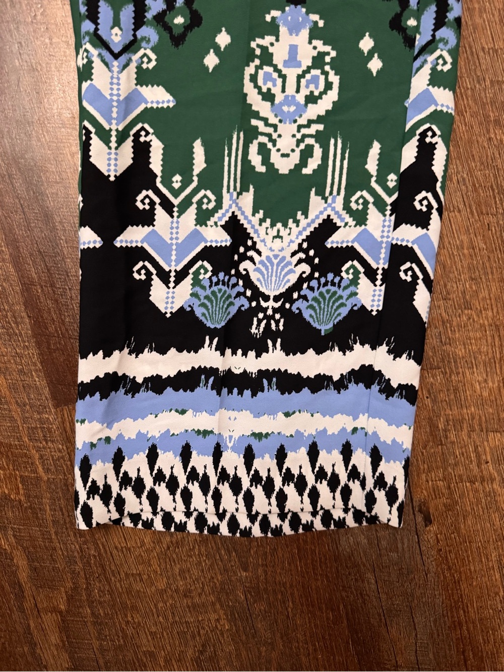 Chico’s Size 1.5 10 Green Printed Wide Leg Crop Pants Pull On Resort Boho - Picture 5 of 8